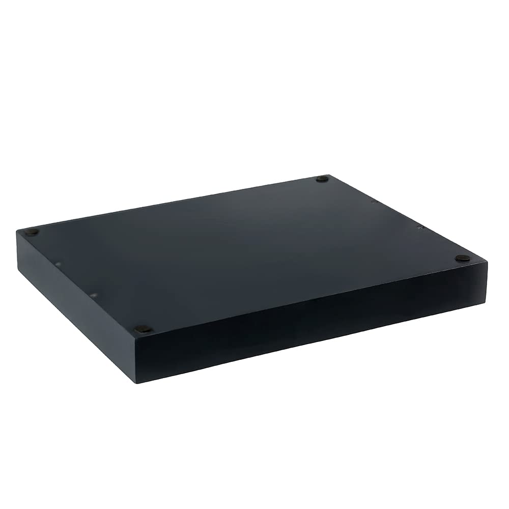 Juleduo Serving Tray 16.5“X 13“Deluxe Wooden Ottoman Tray for Coffee Table with Polished Silver Metal Handles and 4 Coasters, Living Room Bathroom Coffee Bar Organizer Modern Decorative Black