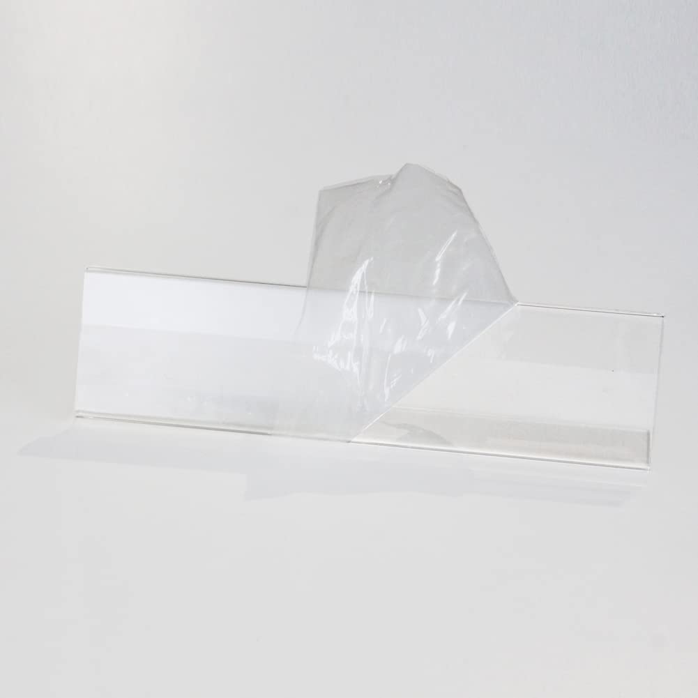 6 Pack 8"W x 2"H Acrylic Office Name Plates Name Labels for Desks, Horizontal Slant Back Clear Desk Sign Holder for Table Display