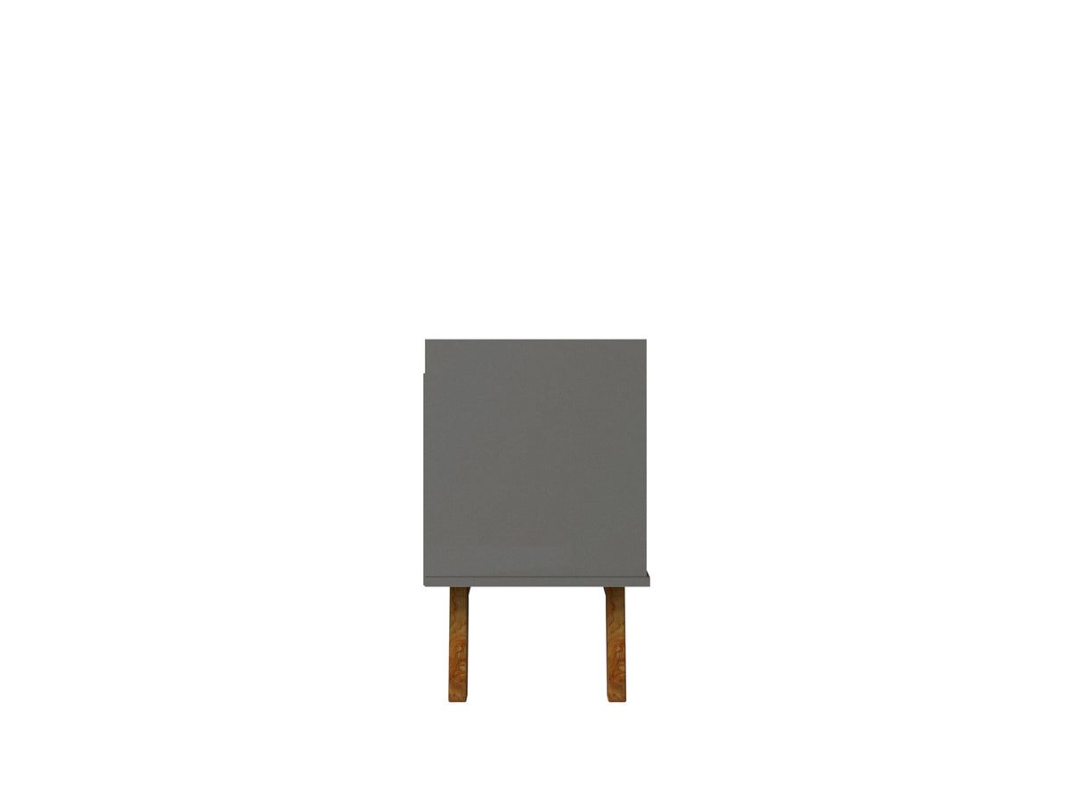 Manhattan Comfort Marcus Mid Century Modern 65 Inch TV Stand with Solid Wood Legs, Cable Management, 5 Shelves and Soft Close Doors, Entertainment Center and Media Console for Living Room, Grey