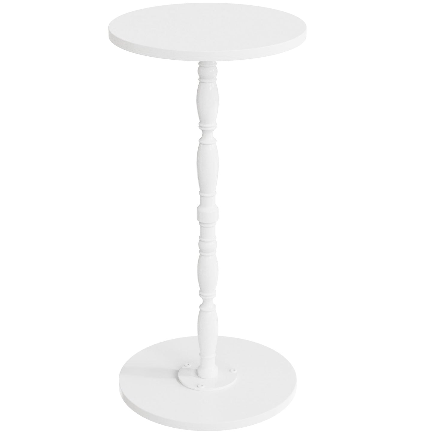 Lifenite Wood Drink Table, Round Side Table for Small Spaces, Pedestal End Table Modern Accent Nightstand for Living Room, Bedroom, Office, Sofa Corners, White