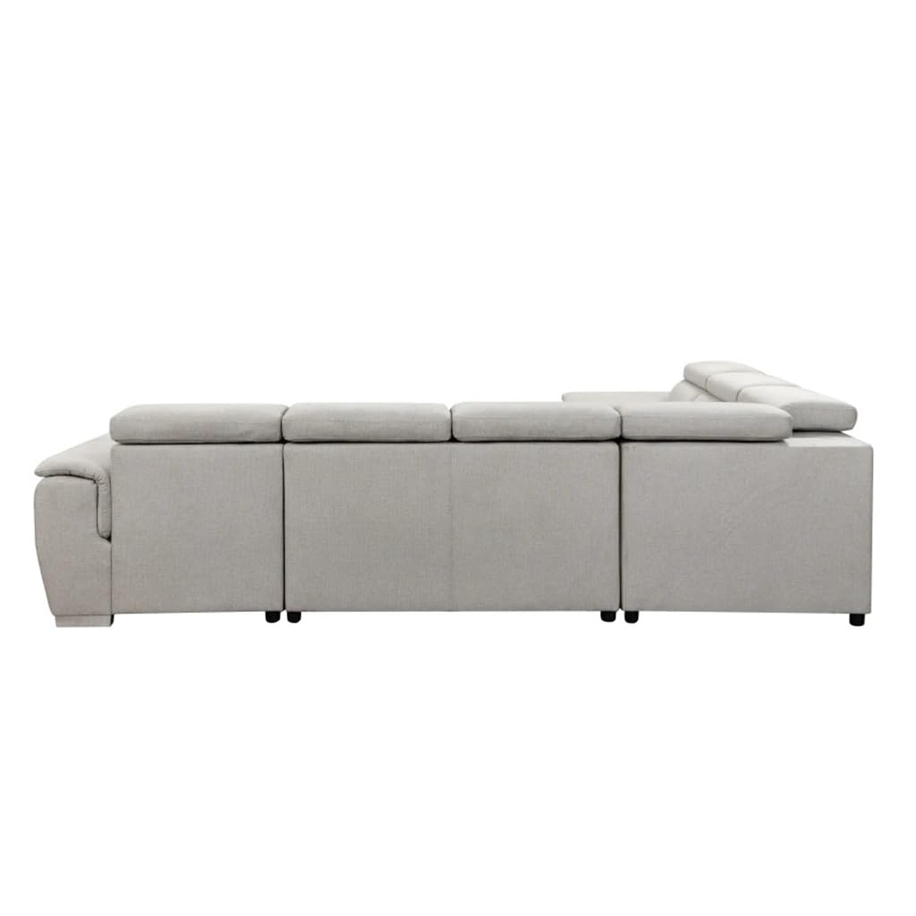 DUYHBAWRS 125" U Shaped 7-seat Sectional Sofa Couch with Adjustable Headrest, Bed with Storage Chaise-Pull Out