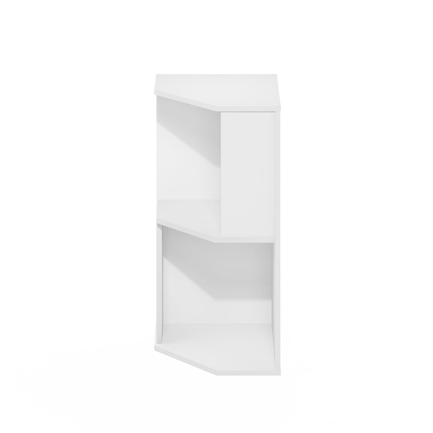 Furinno ECON Corner Shelf, 2-Tier Corner Book Shelf, Standing Storage Shelves, Cube Display Rack, Bookshelf, for Organization and Storage, Living Room, Home Office, Plain White