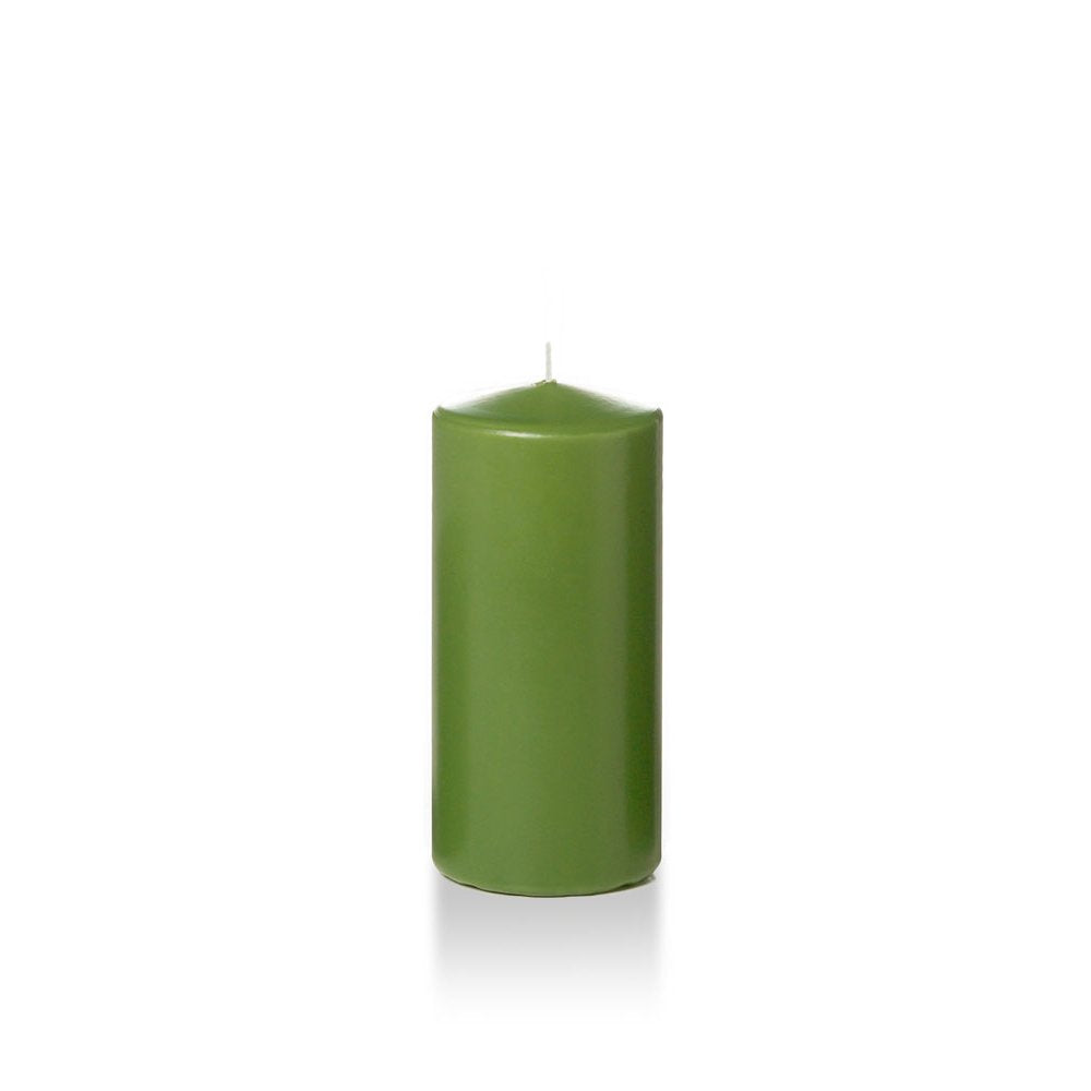 yummi Case of 12 3" x 6" Green Tea Round Pillar Candles