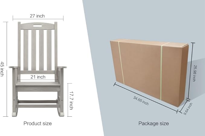 Psilvam Oversized Outdoor Rocking Chair Set of 2, Porch Rocker