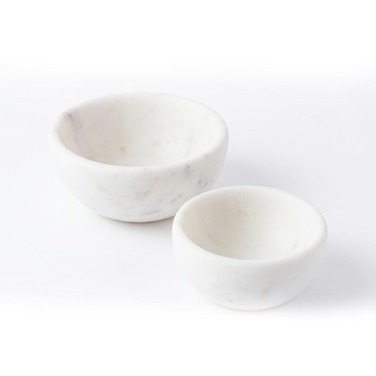 Elanze Designs Marble Bowl Set, Set of 2 White Marble Decorative Bowls for Serving, Prep, Snacks, Dips, or Tabletop Display, Natural Stone Kitchen Accent