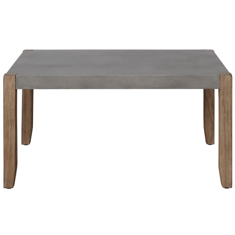 Alaterre Furniture Newport Living Room Collection – 36” x 24” Rustic Industrial Small Coffee Table with Faux Concrete Top Finish and Light Amber Solid Wood Legs (Concrete Gray)