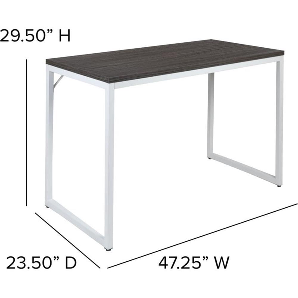Flash Furniture Kimberly Tiverton Industrial Modern Desk-Rustic Gray/White Commercial Grade Computer Desk-47" Sturdy Home Office Desk-Writing Desk