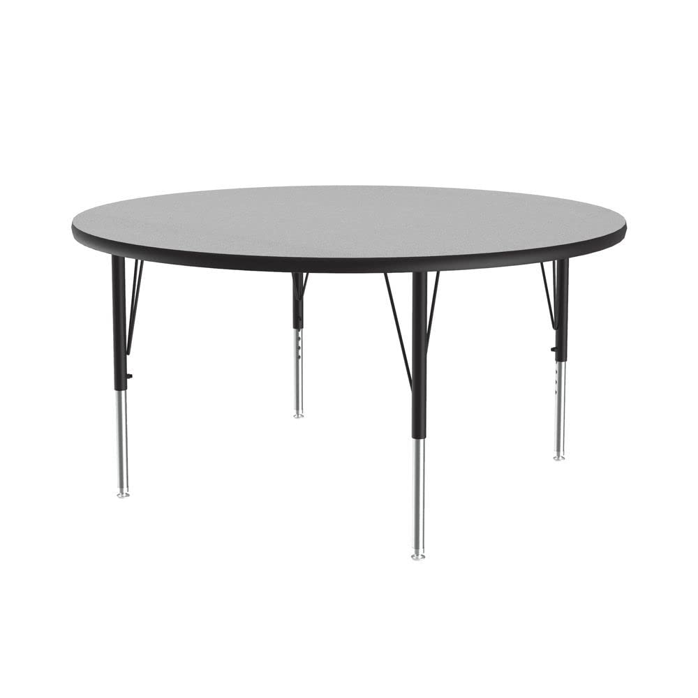 Correll 48" Round Classroom Activity Table, Height Adjustable (19"-29"), Gray Granite Durable Thermal Fused Laminate, School Furniture, Made in The USA