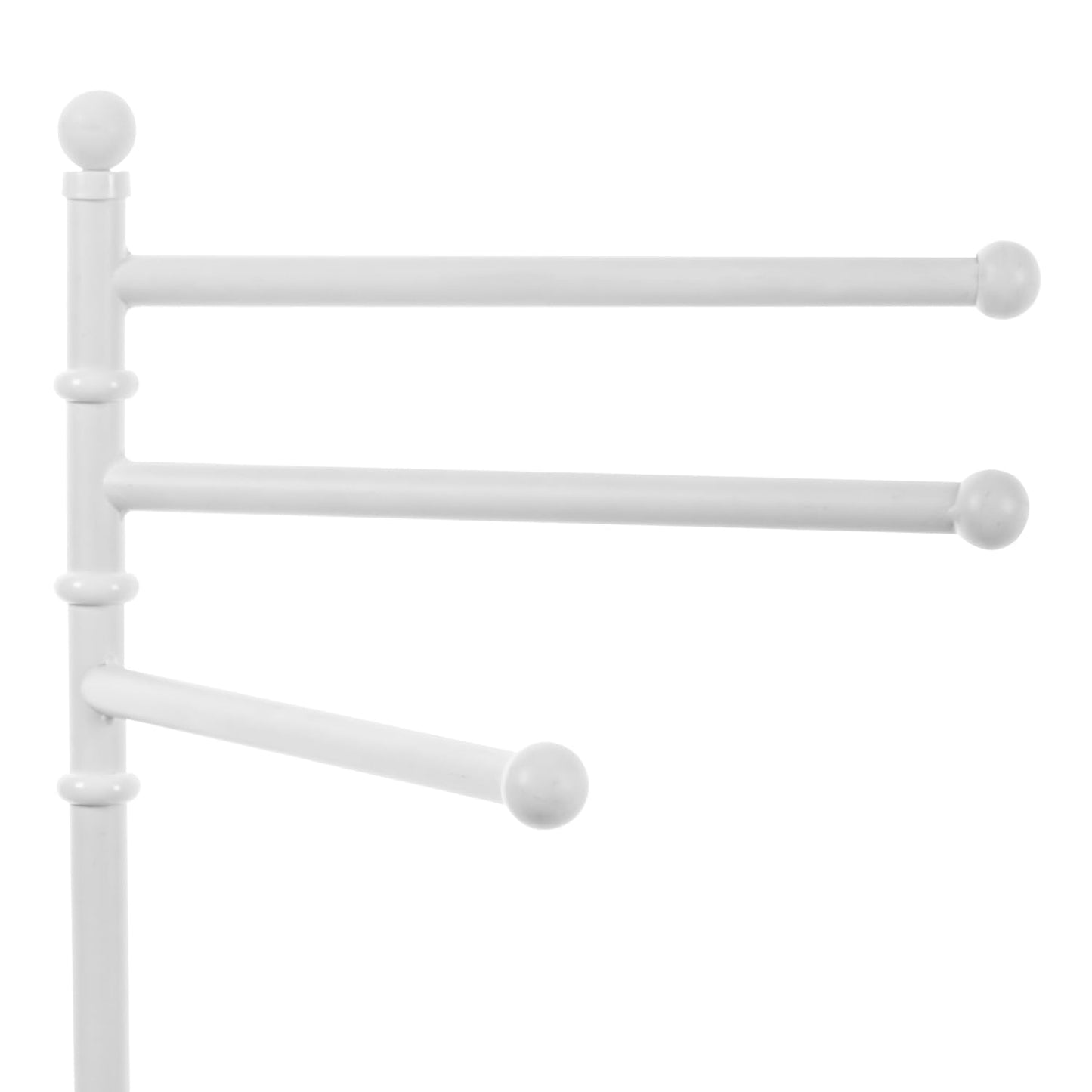 MyGift 40 Inch Bathroom Towel Rack Holder, Free Standing Bath Towel Rack with 3 Swivel Bars, Spa Pool Hot Tub Valet Accessories Stand for Drying Towels, Matte White Metal
