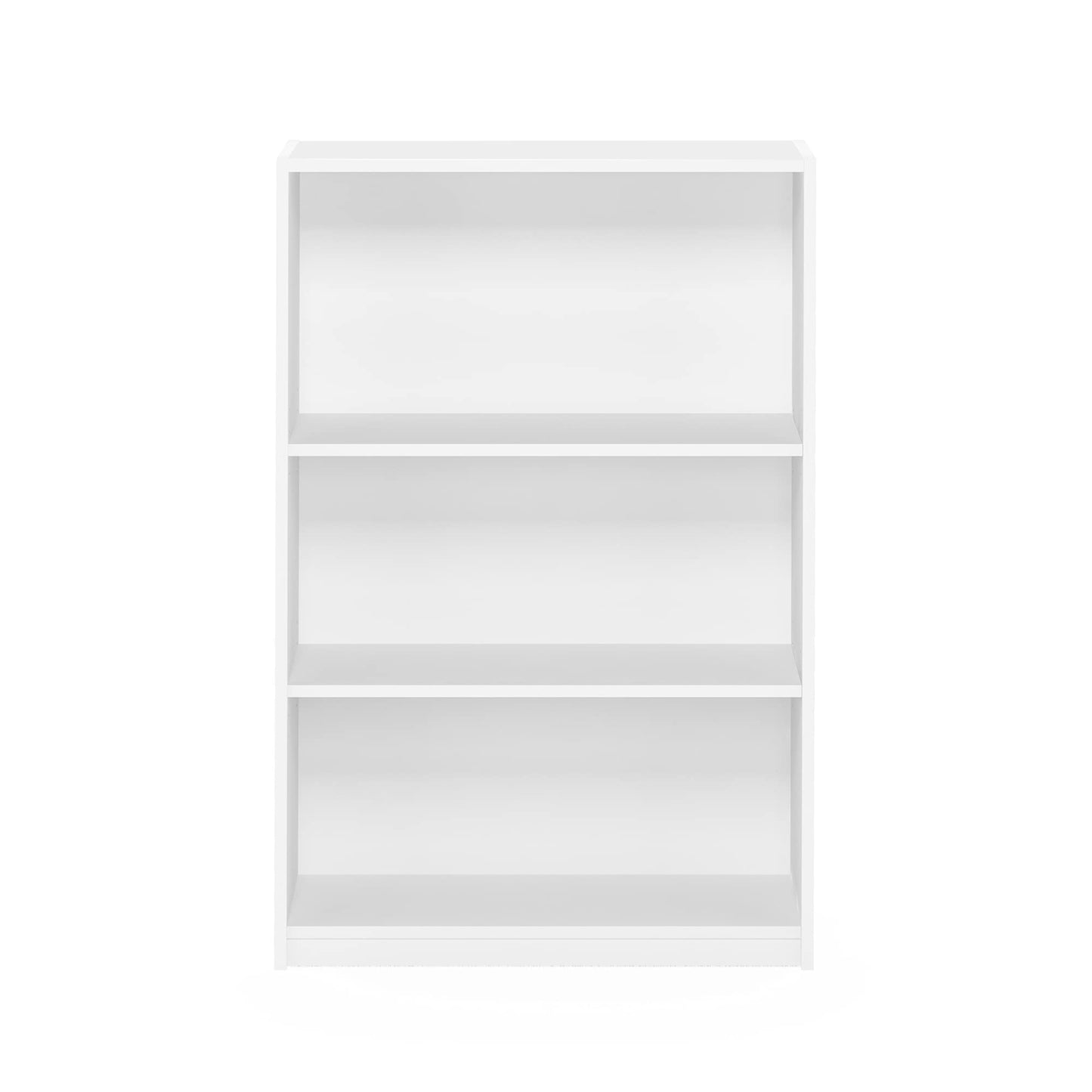 Furinno Jaya Book Shelf, 3-Tier Bookshelf, Bookcase with Adjustable Shelves, 9.5 x 24.5 x 40.3, for Organization and Storage, for Living Room, Bedroom, Home Office, White