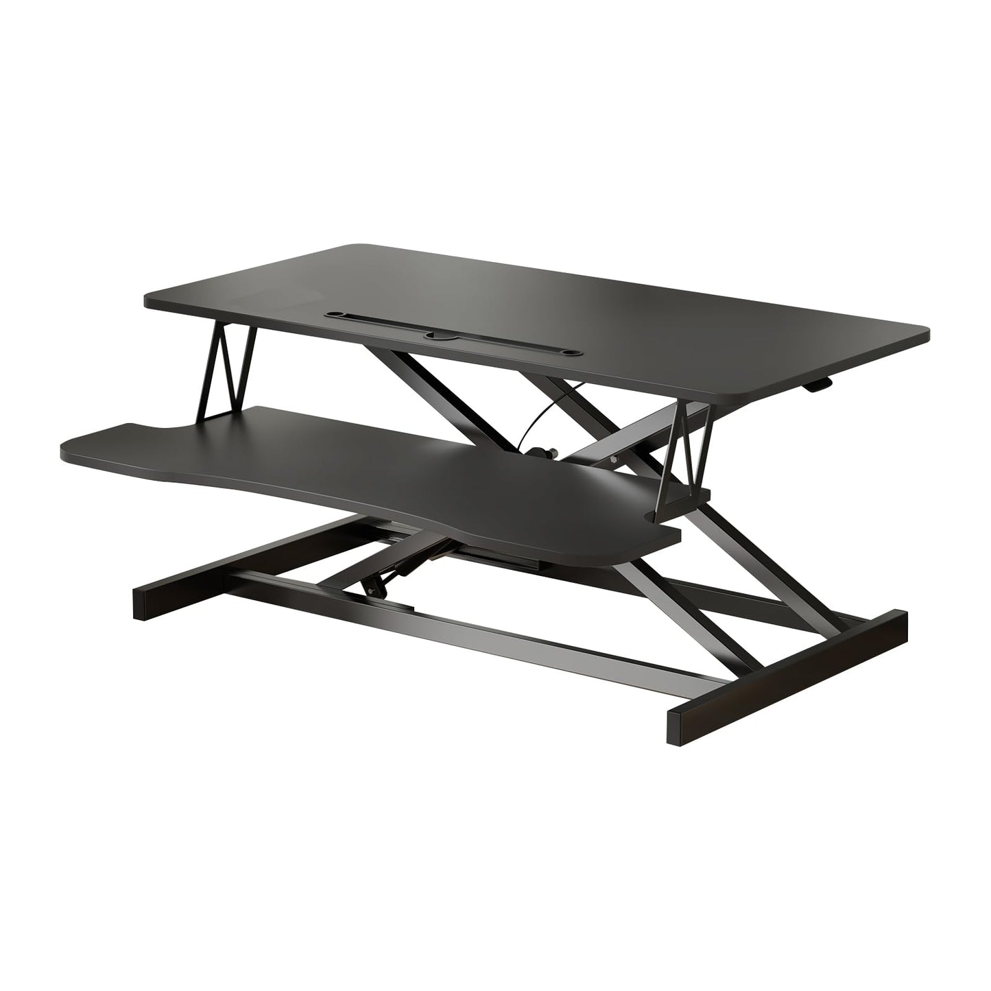 AQQHSAIN Standing Desk Converter 36 Inch Wide Sit to Stand Converter Desk Height Adjustable Riser with Keyboard Tray Laptop and Dual Monitor Desktop Workstation Riser for Home Office Computer