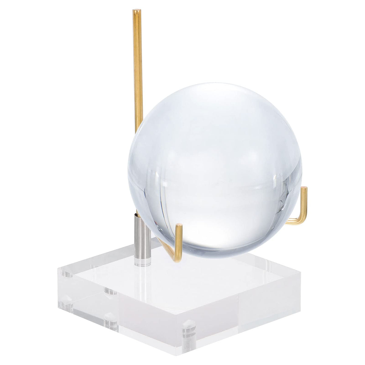 PATIKIL 2.4" x 2.4" x 1" Acrylic Display Stands, Display Easel Holder Brass Arm Crystal Display Stand for Mineral Gemstone, Clear