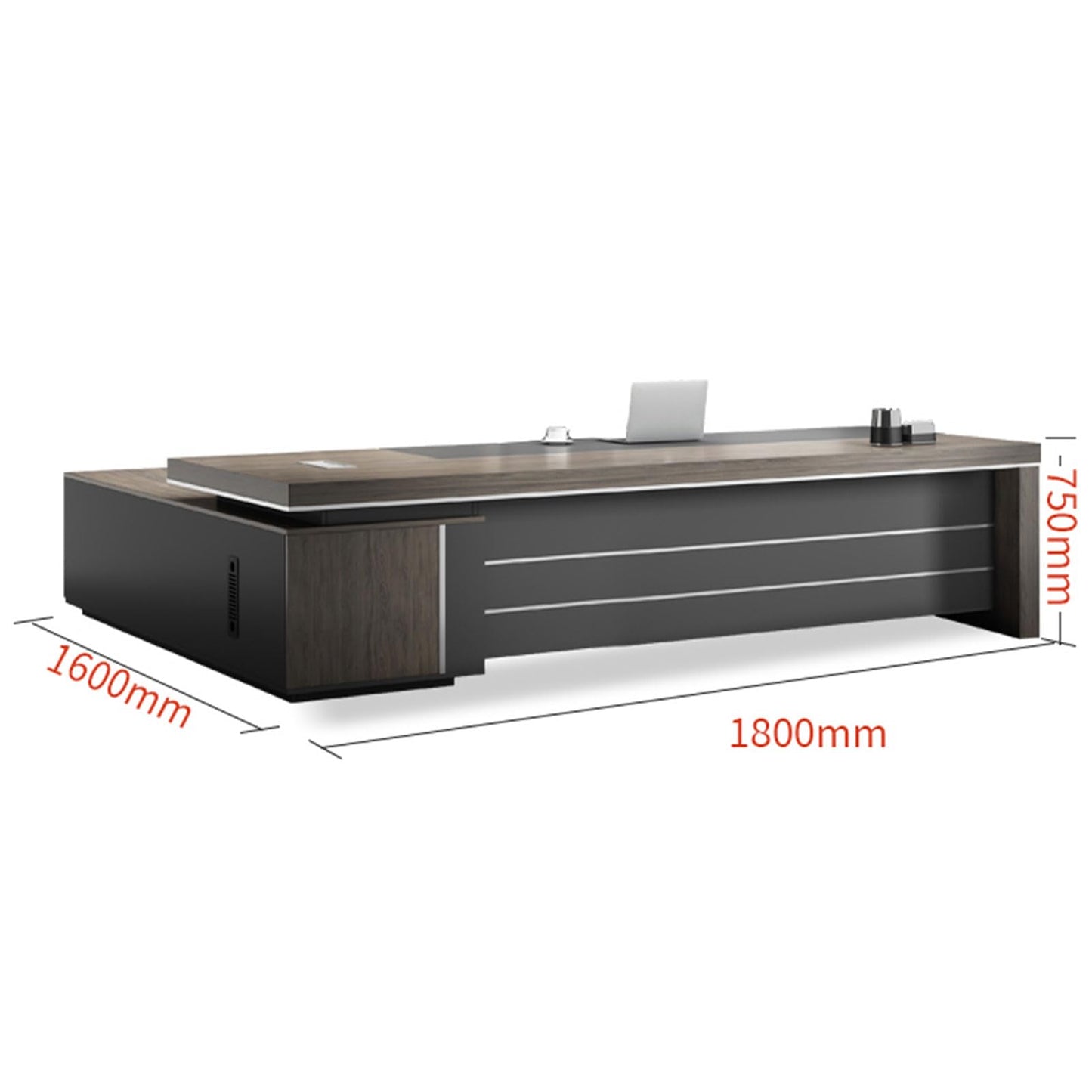 LSIGHTUS Luxury Executive Desk with Shelves and Lateral Cabinet for CEO Boss Manager Gaming Table Business Furniture Workstation for Home Office