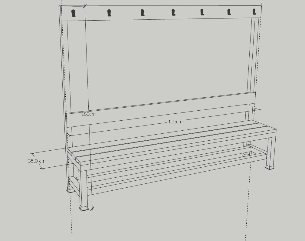 with Shoe Rack Style Changing Room Bench with Hooks, Single - Sided/Double - Sided, Ideal for Hotel, Gym Locker Room,105x37x180cm