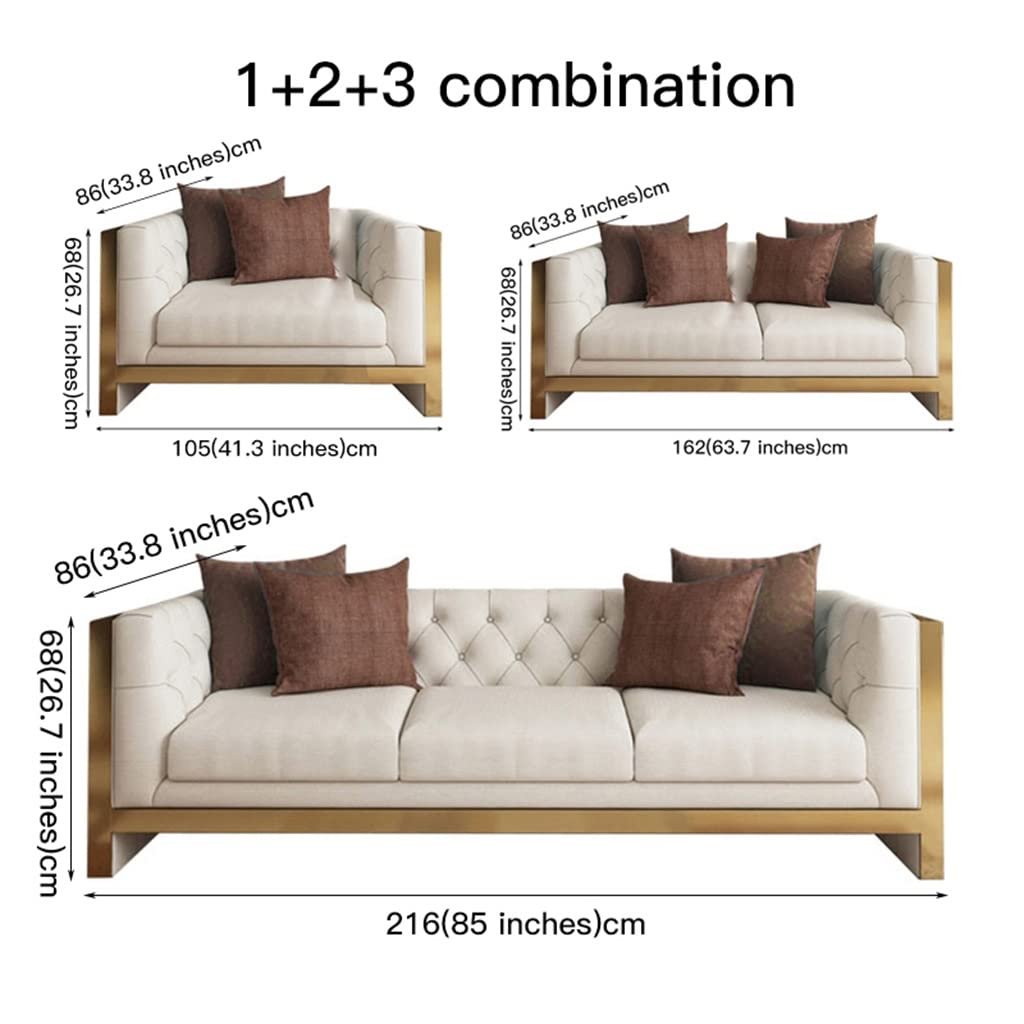 YWMLFZ Hotel Studio Sofa Bed Home Furniture Leather Loveseat with Stainless Steel Foot Combination Chaise Longue
