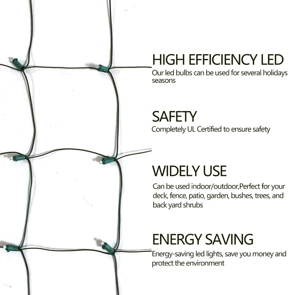 HISHINY LED Blue Christmas Net Lights Outdoor Christmas Decorations 5ftx5ft 100LED Green Wire,Connectable Outdoor Indoor Yard Mesh Shrub Net Lights String for Halloween Chritmas Party,Tree,Bush(Blue)