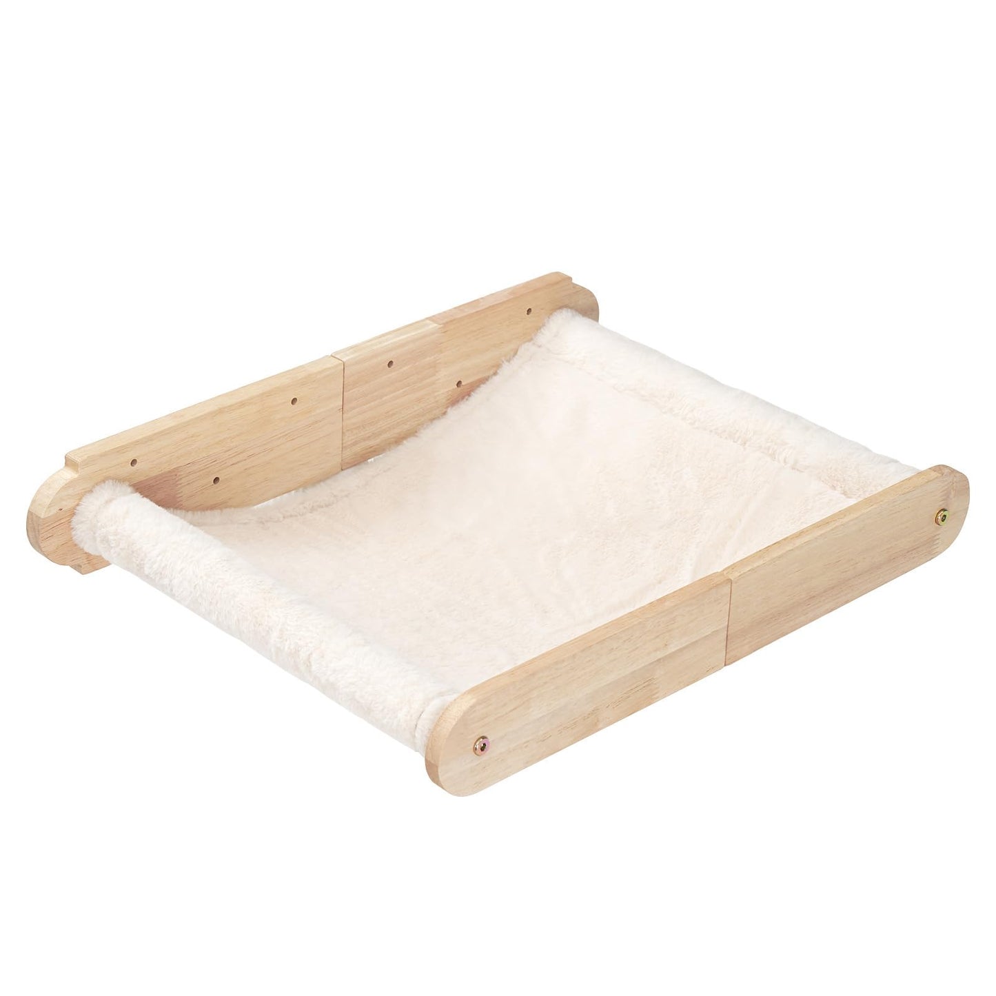 HOOBRO Wooden Cat Hammock with Soft Fabric, Cat Shelves & Furniture, Wall Mounted Cat Beds and Perches for Lounging, Playing, Sleeping, Holds up to 40 lb, Easy to Install, Natural NL03CS03N2