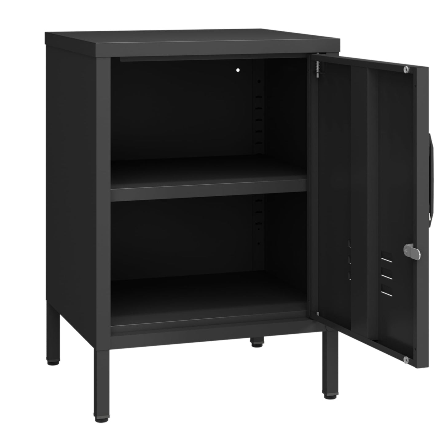 Metal Nightstand Modern End Side Table Steel Bedside Storage Cabinet with Shelf Easy Assembly for Living Room Bedroom (15.8”W x 15”D x 22.5”H )