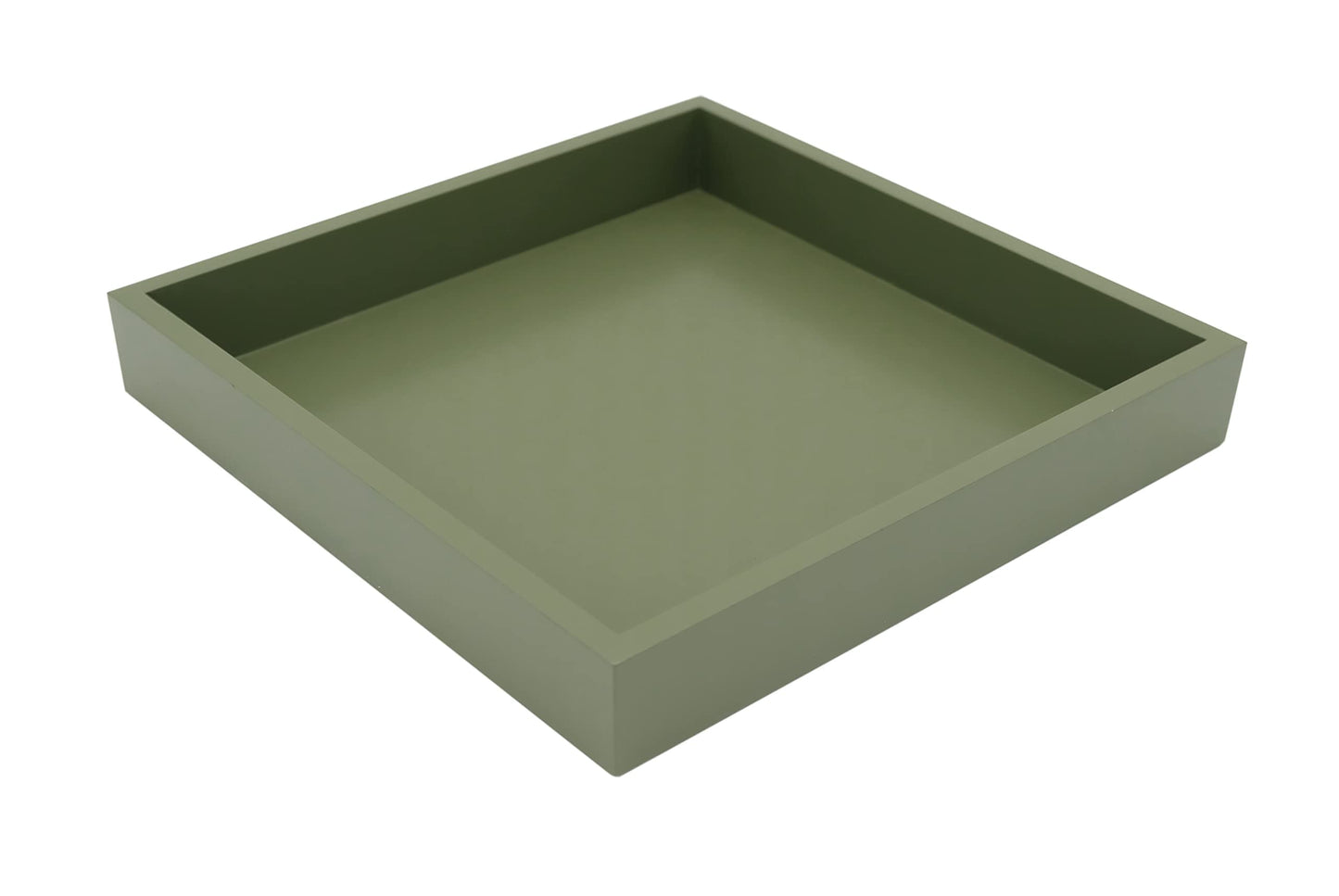 Montecito Home - 10"x10" Small Square Wood Decorative Tray for Office, Ottoman, Bathroom, Entry, Remote Controls, Countertop Organizer, Candle Tray - Loden Green