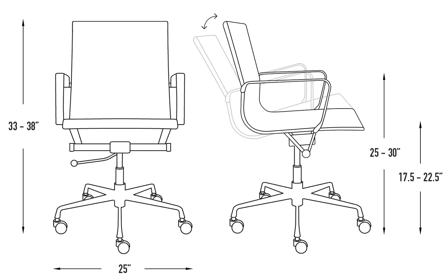 Laura Davidson Furniture SOHO II Ribbed Office Chair - Mid Back Desk Chair, Ergonomically Designed with Arm Rest & Swivel, Made of Faux Leather, Dark Blue, Computer Chair