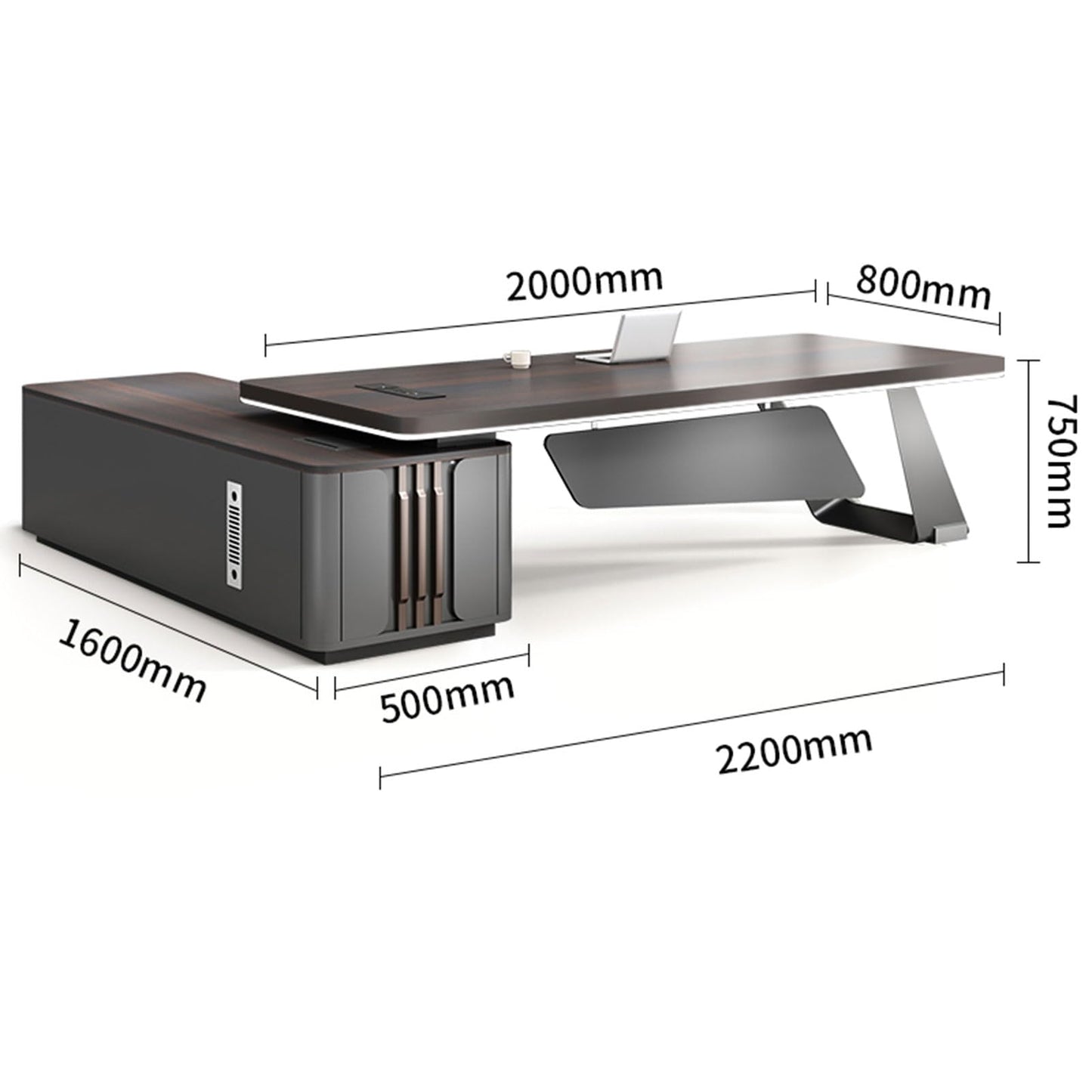 LSIGHTUS 102" Minimalist Style Large Modern Executive Office Desk, Wood Computer Desk with File Drawers Writing Study Table Business Furniture Set for CEO Boss, Business