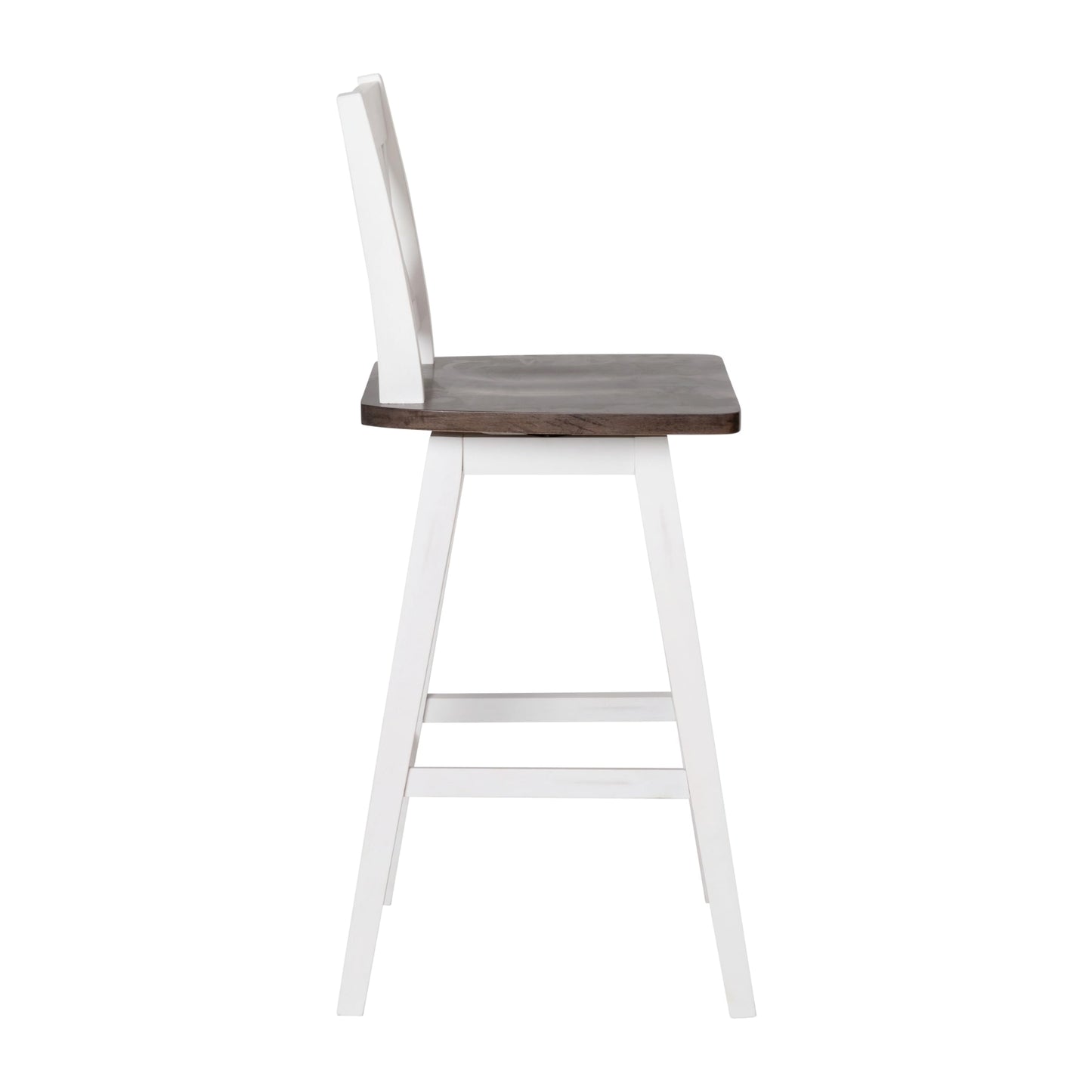 Flash Furniture Gwendolyn Commercial Modern Farmhouse Barstool - Antique White Wash Frame - Gray Wash Seat - Counter Height - 360° Swivel Seat - Integrated Footrest
