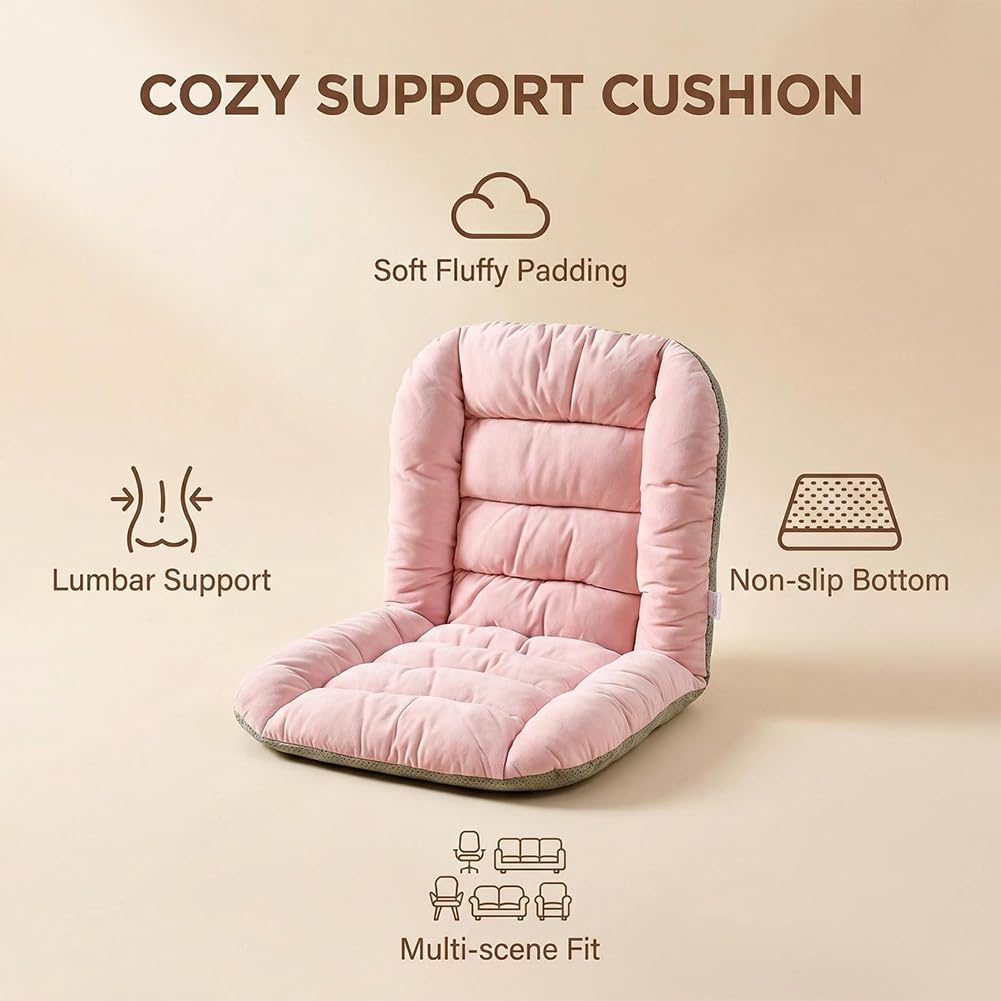 Zxioral Office Chair Cushion,Desk Chair Cushion with High Back Support, Seat Cushion with Non-Slip Bottom for Home Dining Room Kitchen (Dark Gray)