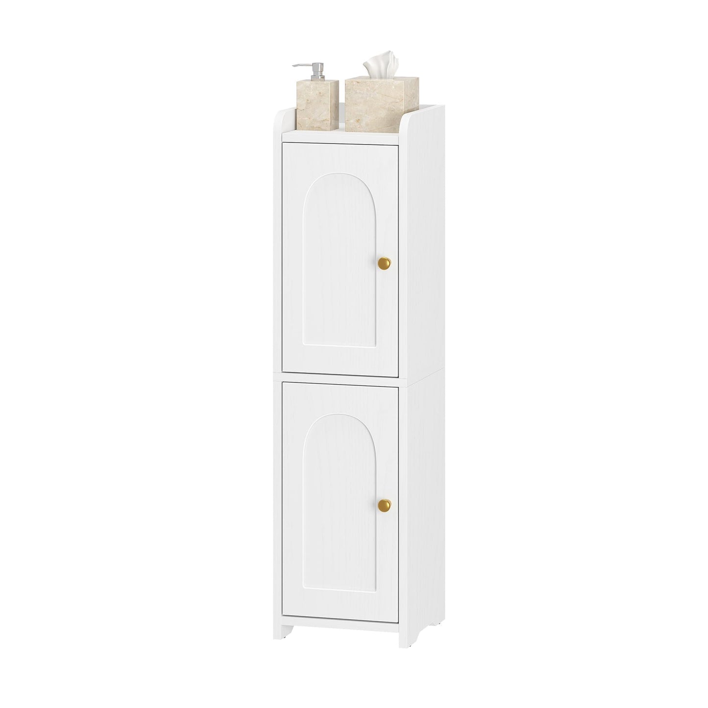 Hzuaneri Bathroom Storage Cabinet, Small Corner Floor Cabinet with 2 Doors and Adjustable Shelf, Narrow Toilet Paper Cabinets, Bathroom Organizer for Small Spaces, 7.9" D x 7.9" W x 29.5" H White