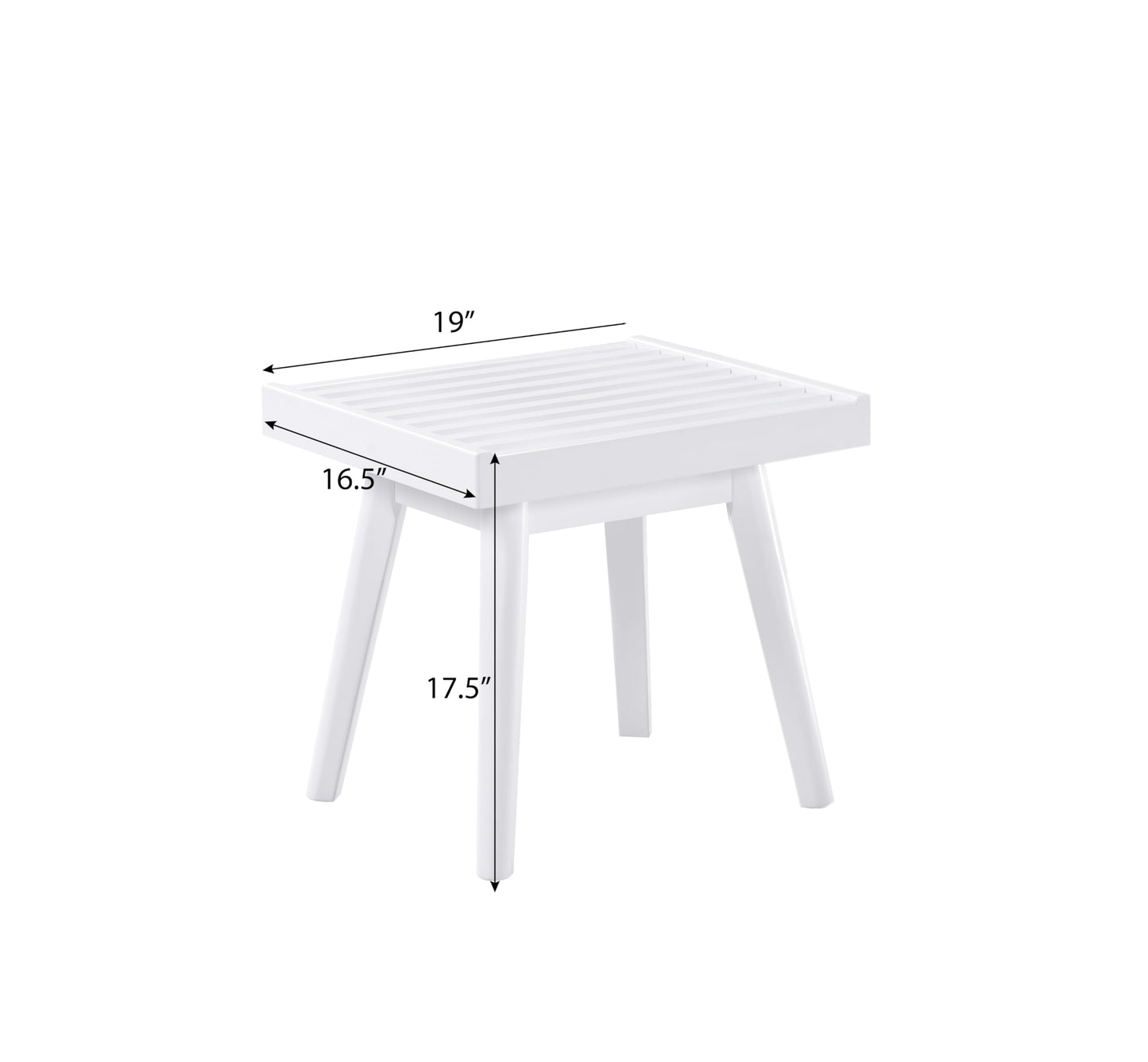 Roundhill Furniture Larwich Solid Wood Slatted Bench, 19-Inch Long, White