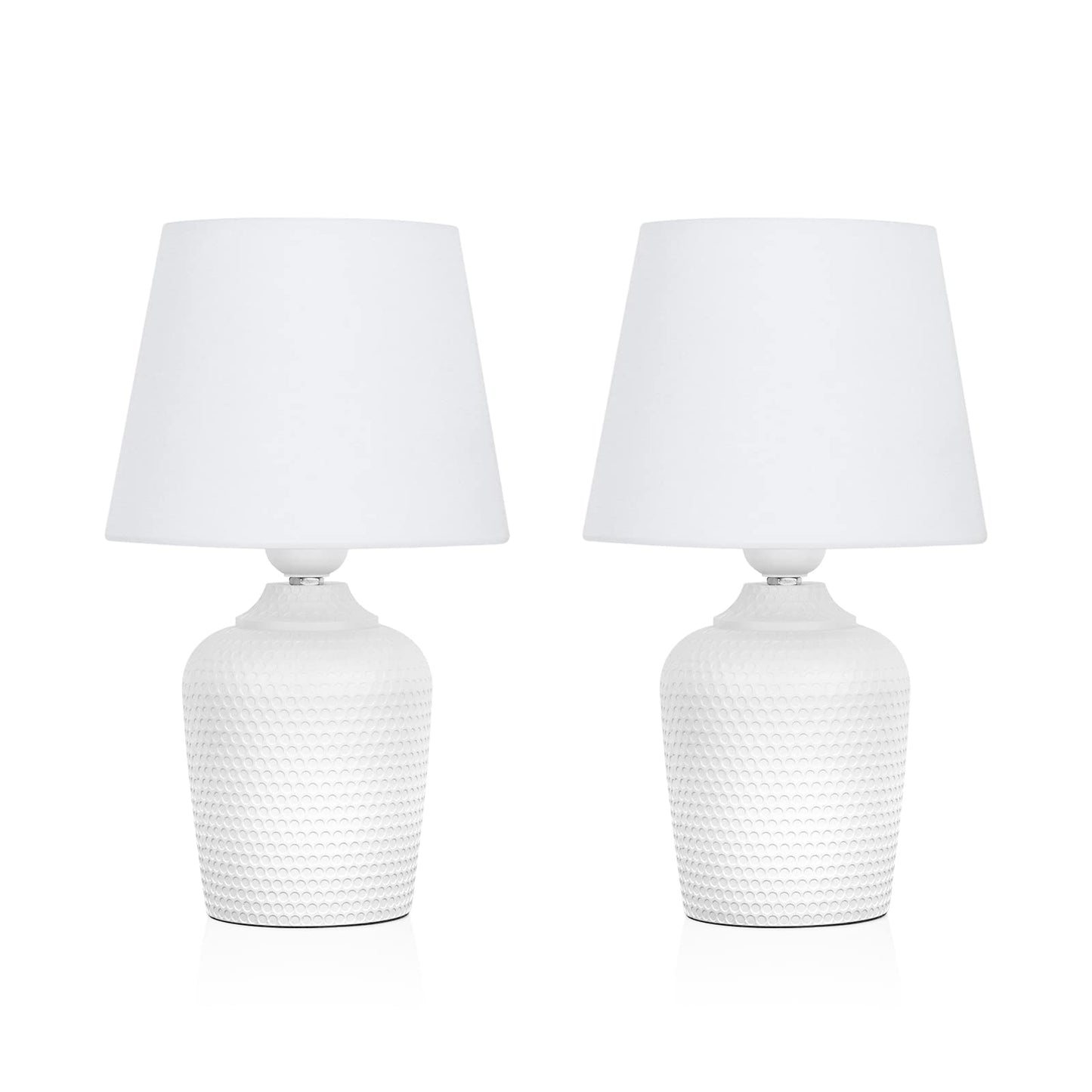 Sucolite Small 11.8" Table Lamps Set of 2, Bedside Nightstand Lamps for Bedroom Kid’s Room, Cute Desk Lamps with Studded Texture Base for Reading Nursery Living Room Office, White