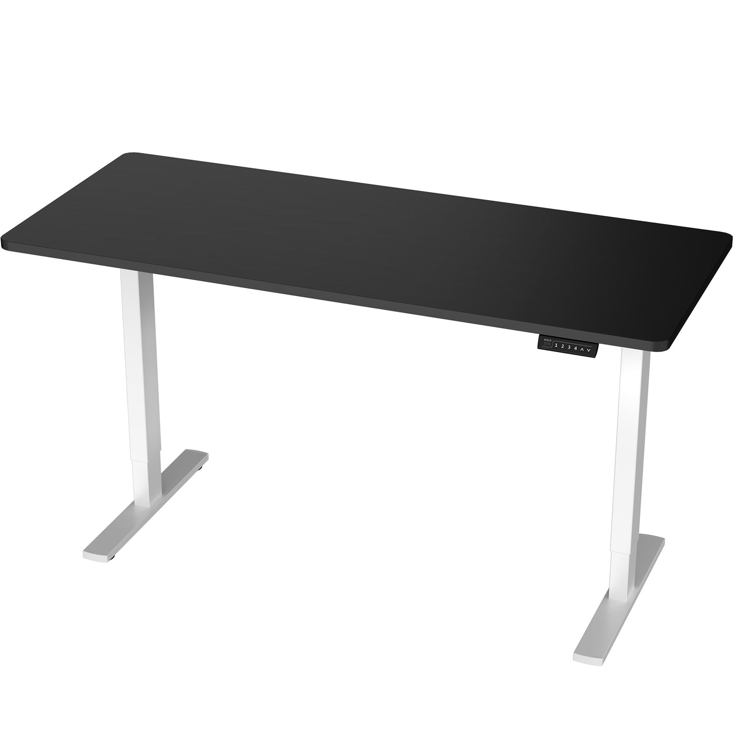 VIVO Electric 60 x 24 in Standing Desk, Memory Height Adjustment, 1B Series, Holds 220 lbs, One-Piece Black Top, White Frame, DESK-KIT-1W6B