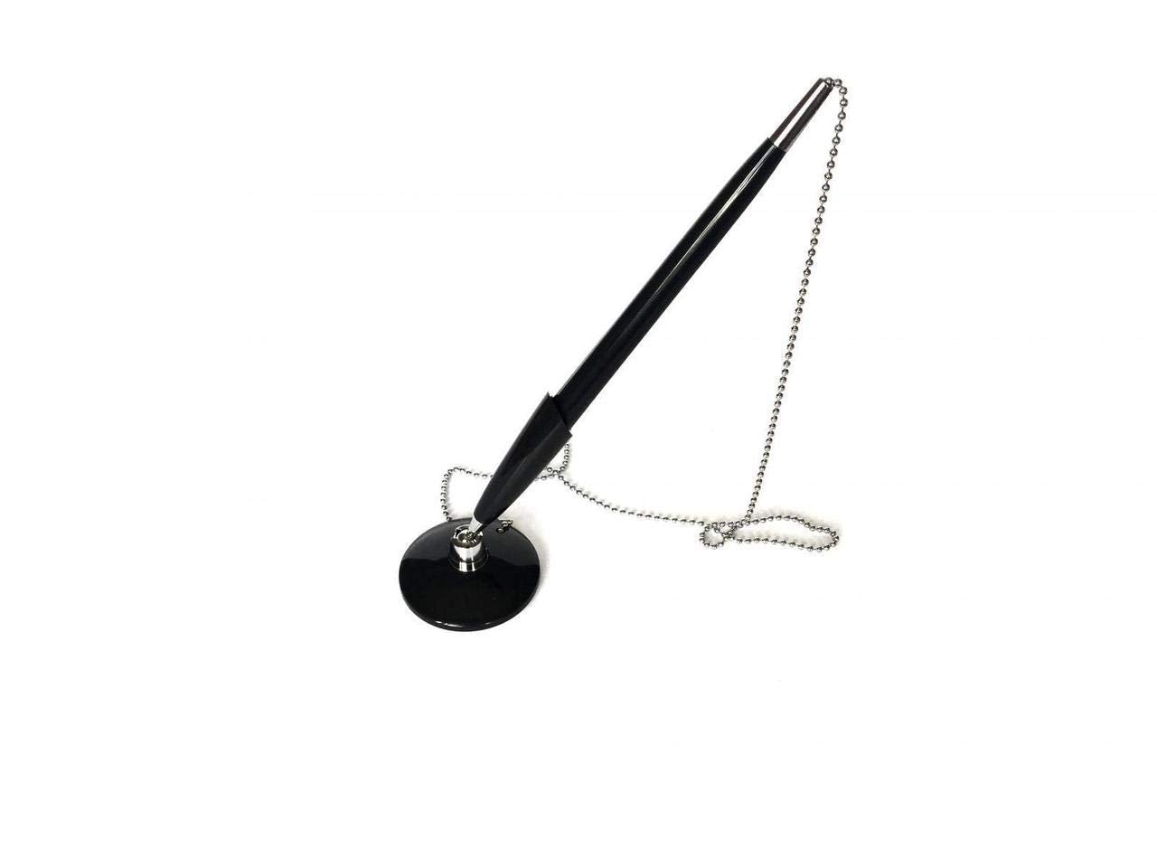 Janrax Pack of 24 Slim Black Reception Counter Pens on Chain