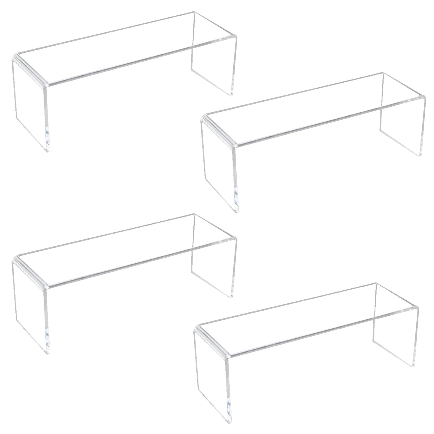 CHANNICORNER 4 Pack Acrylic Medicine Cabinet Organizer, Narrow Bathroom Mirrior Cabinet Storage Shleves, Clear Acrylic Storage Racks for Vanity, Kitchen & RV (11.34×2.95×3.66 inches)