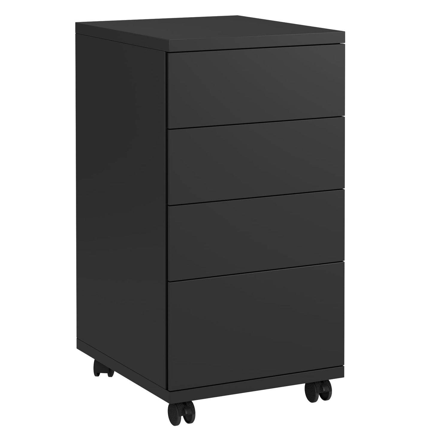 BOTLOG 4-Drawers Chest, Mobile Under Desk Drawer with Locking Casters, Wooden Printer Stand with Wheels, Rolling Craft Storage Cabinet for Home Office, Black