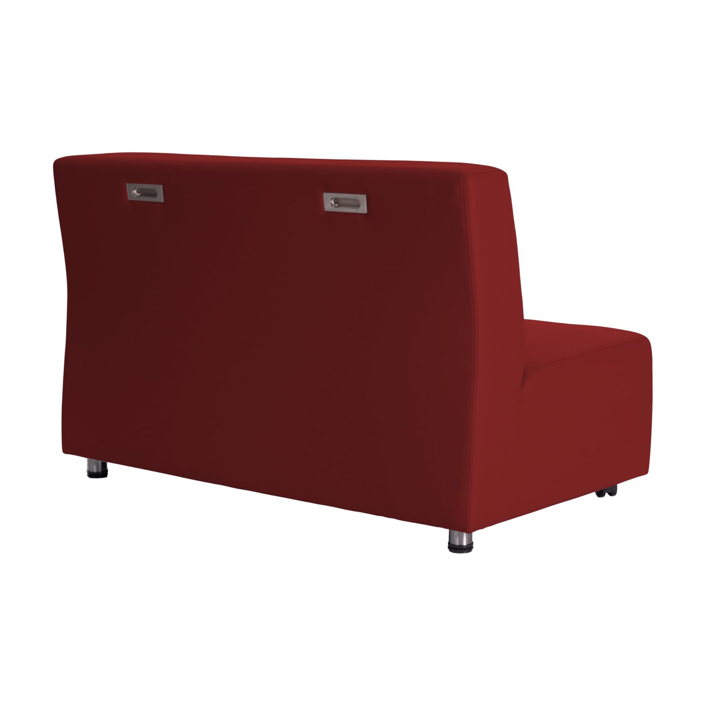 FDP Pro Series Upholstered Armless Mobile Sofa with Locking Casters for Portability Commercial Seating for Hotel Lobby, Office, Restaurant, Waiting Room, Home - Crimson