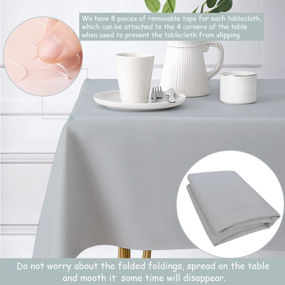 Aijoviko Grey 54"x84" Rectangular Faux Leather Tablecloth for Dining Table, Parties, Picnics, Outdoor Events