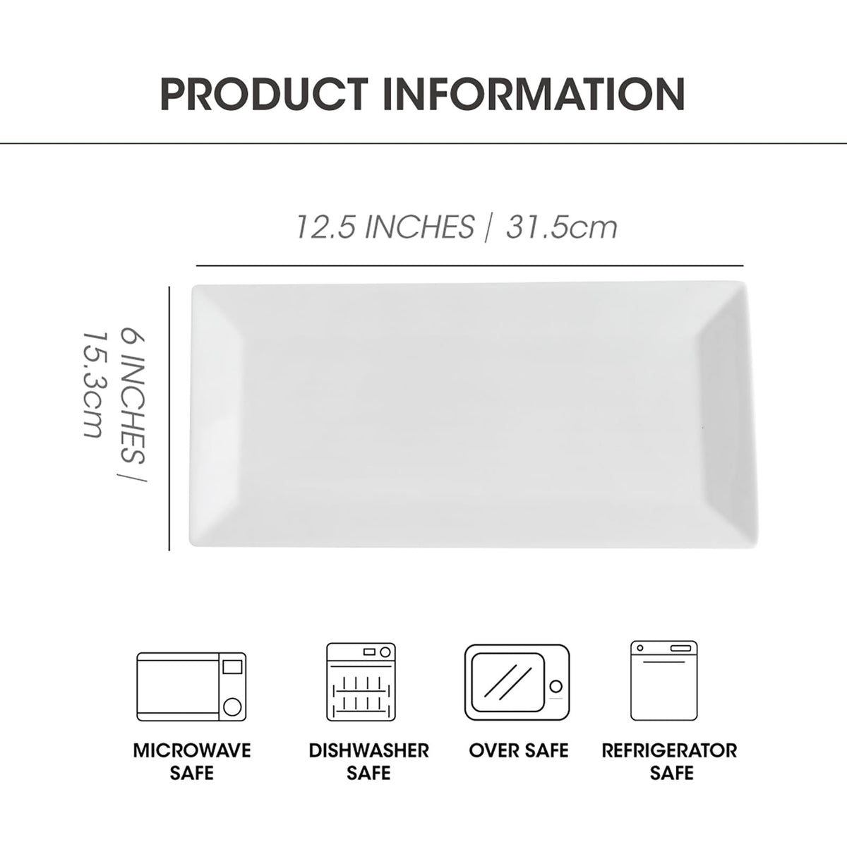 Rectangular Serving Platter Set, 12 Inch Large Serving Plates, Stackable Serving Tray for Wedding, Ceramic White Serving Platters for Entertaining, Dishwasher & Oven Safe, Gift for Housewarming (4PCS)