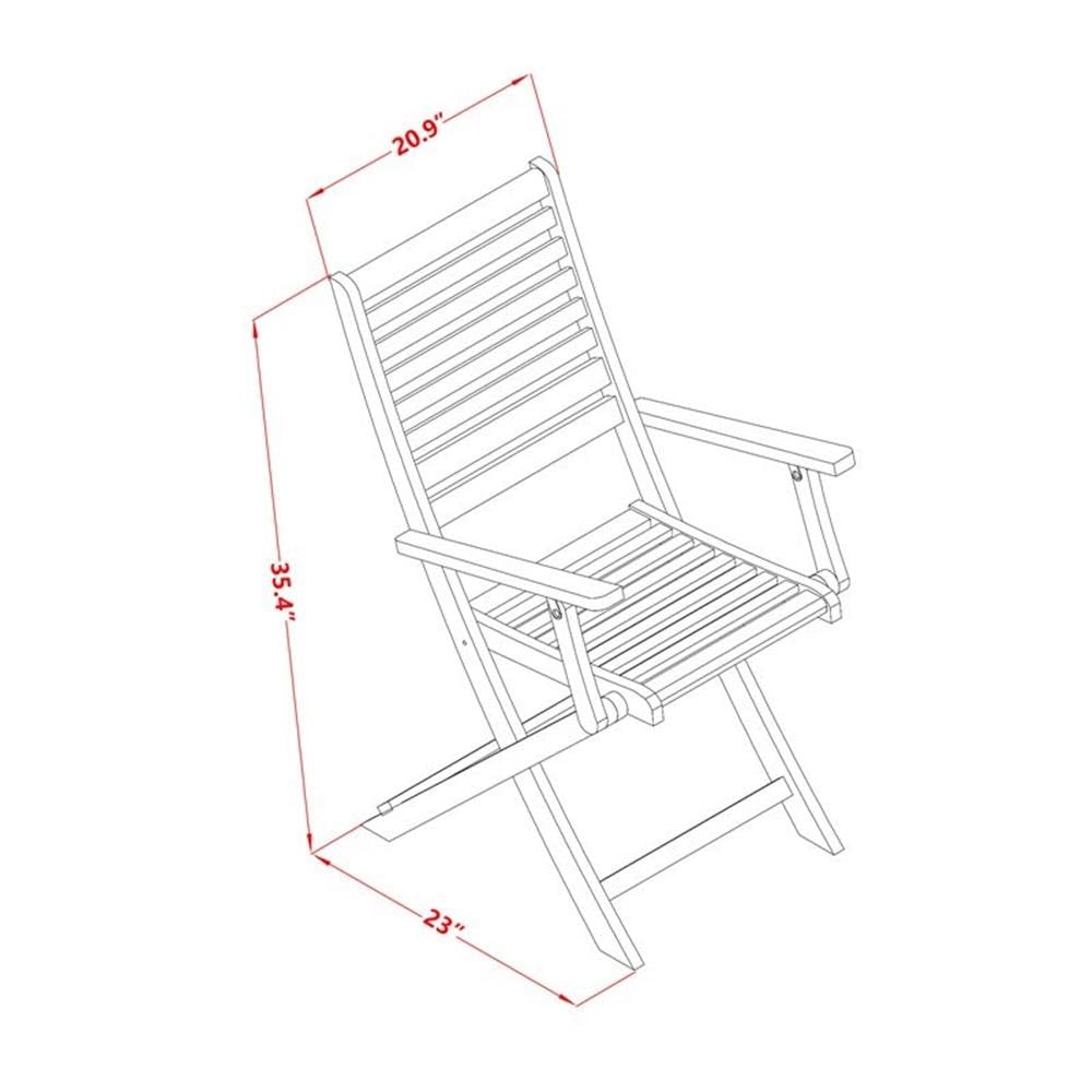 East West Furniture BBSCANA Beasley Folding Patio Dining Chairs With Arm Rest - Acacia Wood, Set of 2, Natural Oil
