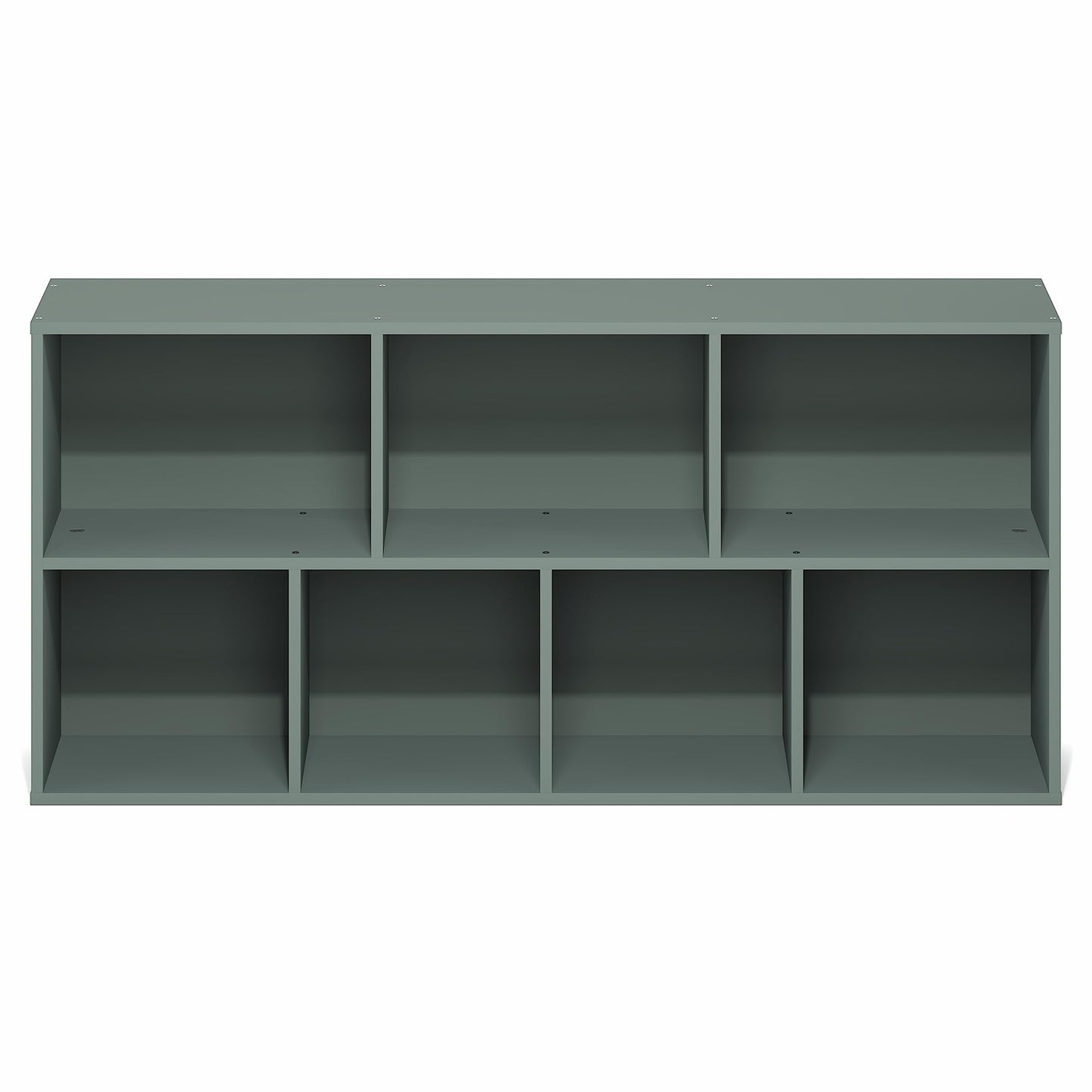 Furinno LUDER Book Shelf, 7-Cube Bookshelf, Bookcase with Open Shelves, 9.4 x 19.5 x 41.7, Easy Assembly, for Living Room, Bedroom, Home Office, Sage Green