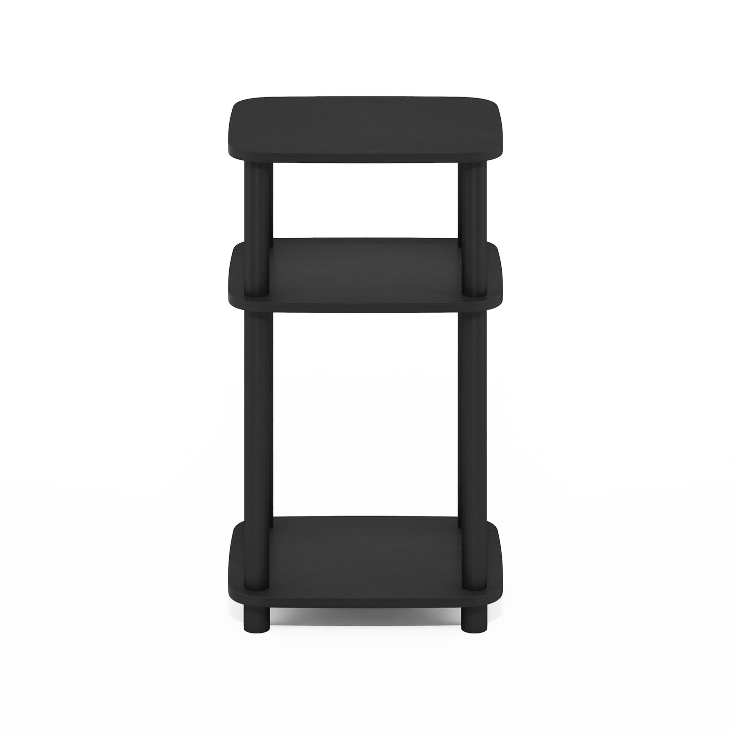 Furinno JUST Night Stand, 3-Tier Turn-N-Tube Nightstand with Open Shelf, Round Curve Corner Side Table, End Table, Easy Assembly, for Living Room, Bedroom, Americano