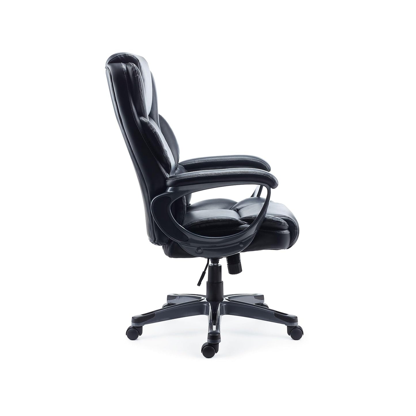 Staples Mcallum Ergonomic Manager & Executive Office Chair, Task Desk Swivel Chair with Wheels, Adjustable Height, Bonded Leather, Black