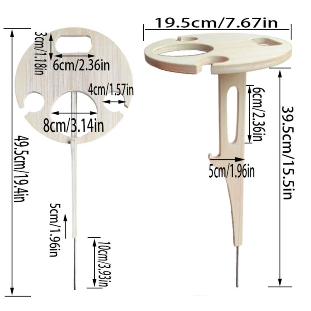 Portable Outdoor Wine Table with Removable Round Wooden Wine Rack, Ground Fixing Design, Comes with Storage Bag, Small Picnic Table for Wine Lovers, Ideal for Garden Lawn Beach, Easy to Carry & Store
