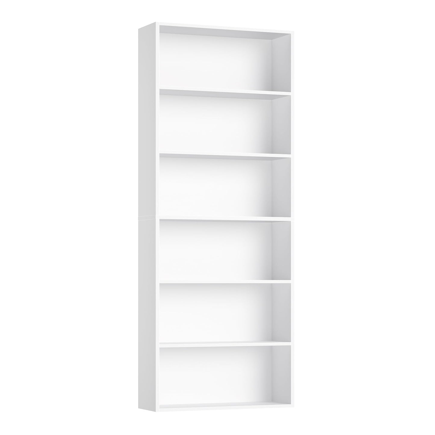 FOTOSOK 6-Tier Open Bookcase and Bookshelf, Freestanding Display Storage Shelves Tall Bookcase for Bedroom, Living Room and Office, White