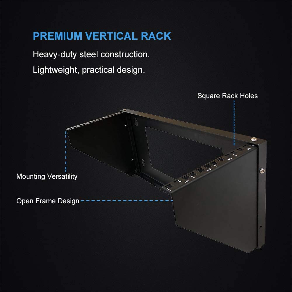 Kenuco 19 Inch Steel Vertical Rack and Wall Mountable Server Rack Mount (Black-4U)