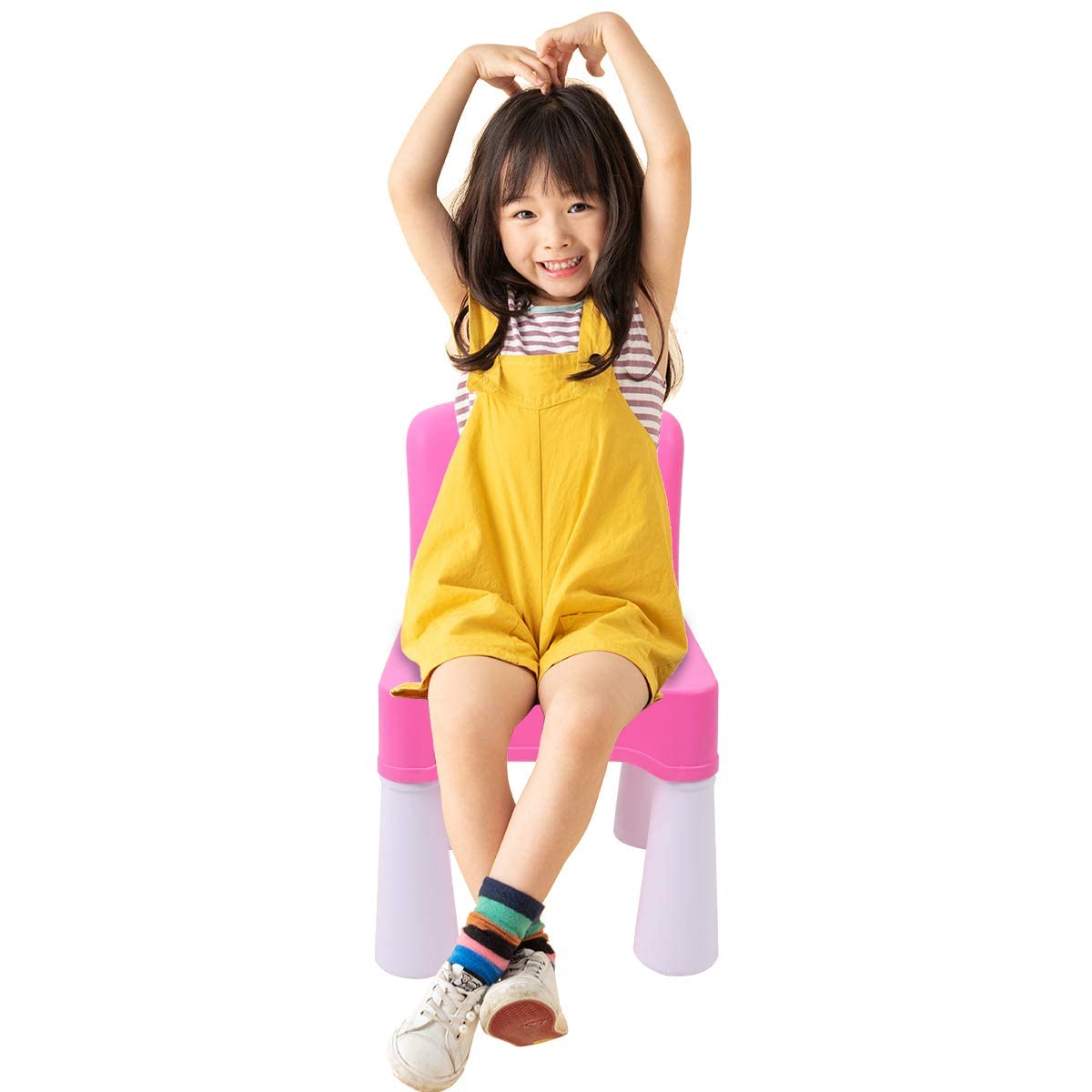 burgkidz Plastic Kids Chair, Durable and Lightweight, 9.3" Height Seat, Indoor or Outdoor Use for Toddlers Boys Girls Aged 2+ (Pink)