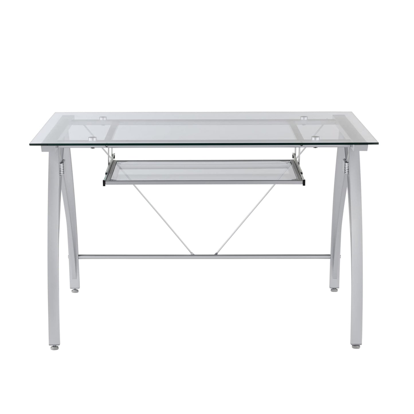 Realspace® Vista 48" W Glass Computer Desk, Silver