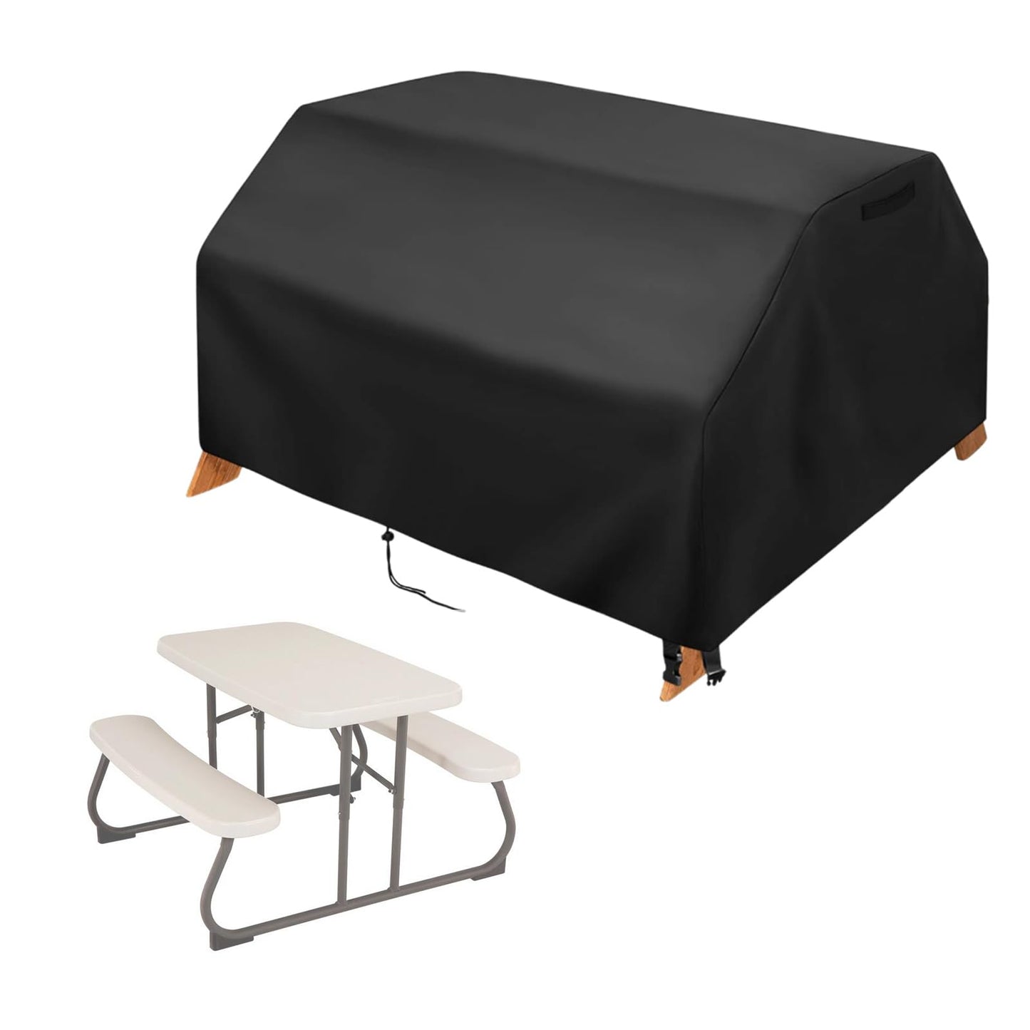 Kasla Kids Picnic Table Cover, Heavy Duty Waterproof, Fits Wooden Dining Table with Benches for Backyard, Patio, Lawn (36"W×33"D×22"H)