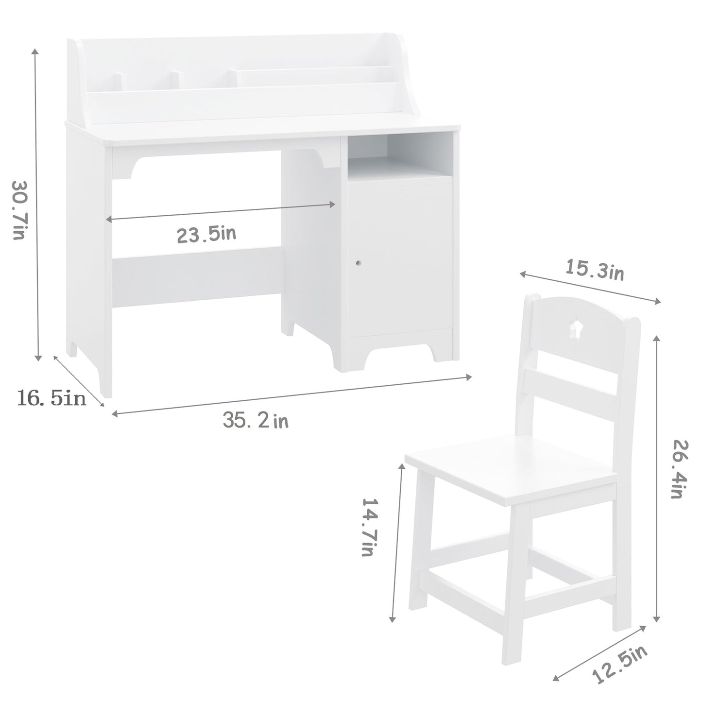 Garvee Kids Study Desk with Chair,Wooden Children Study Table with Hutch and Storage Cabinet for Boys Girls 3-12 Year Old, Student Writing Desk Computer Workstation for Kids Bedroom