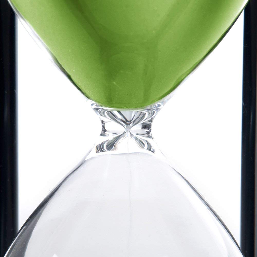 Lodunsyr Hourglass Timer for 60 Minutes Sandglass Timer for Kitchen Living Room Home Office Desk Bedroom Party Festival Coffee Table Book Shelf School Game Sand Timer Clock (Black Frame Green Sand)