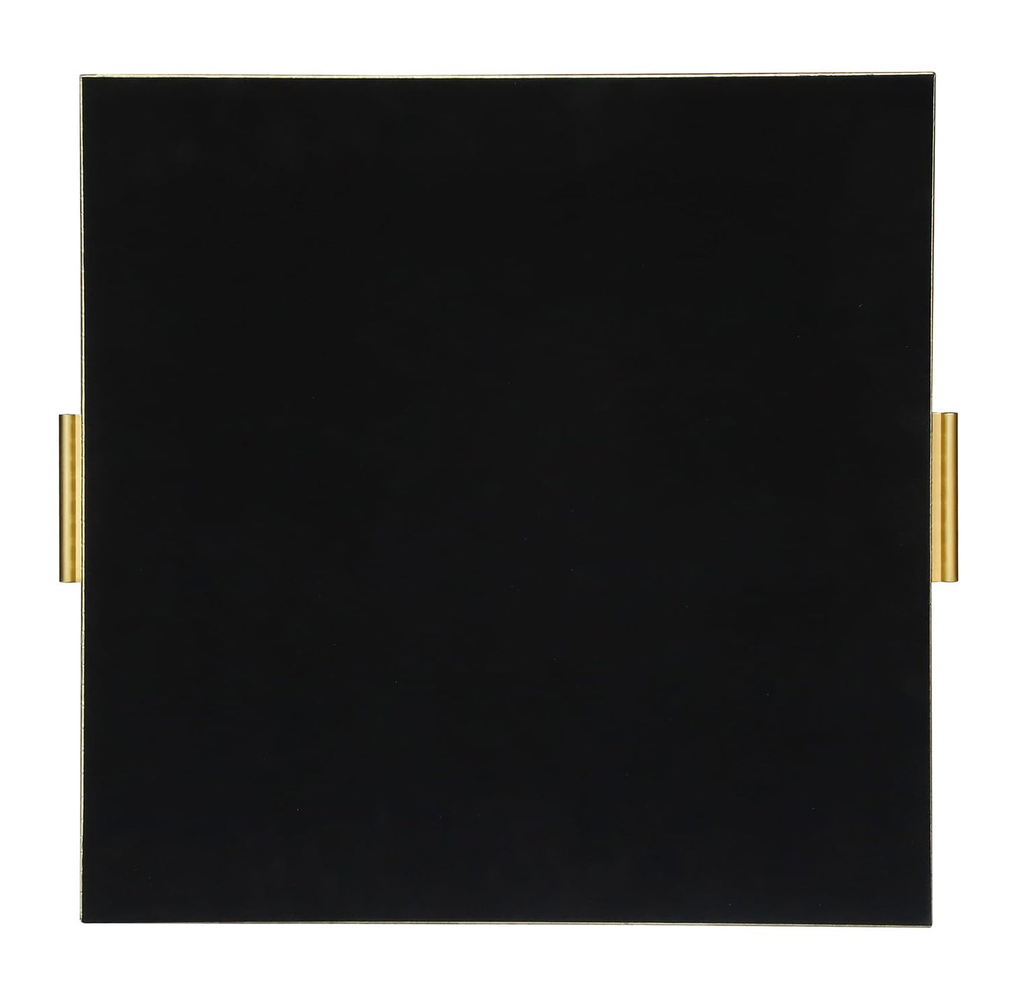 HofferRuffer Extra Large Square Serving Tray, Elegant Faux Leather Ottoman Tray with Gold Hardware Handles, Serve Tea, Coffee or Breakfast in Bed, 24 x 24 inches (Gold, 24" x 24" x 2")